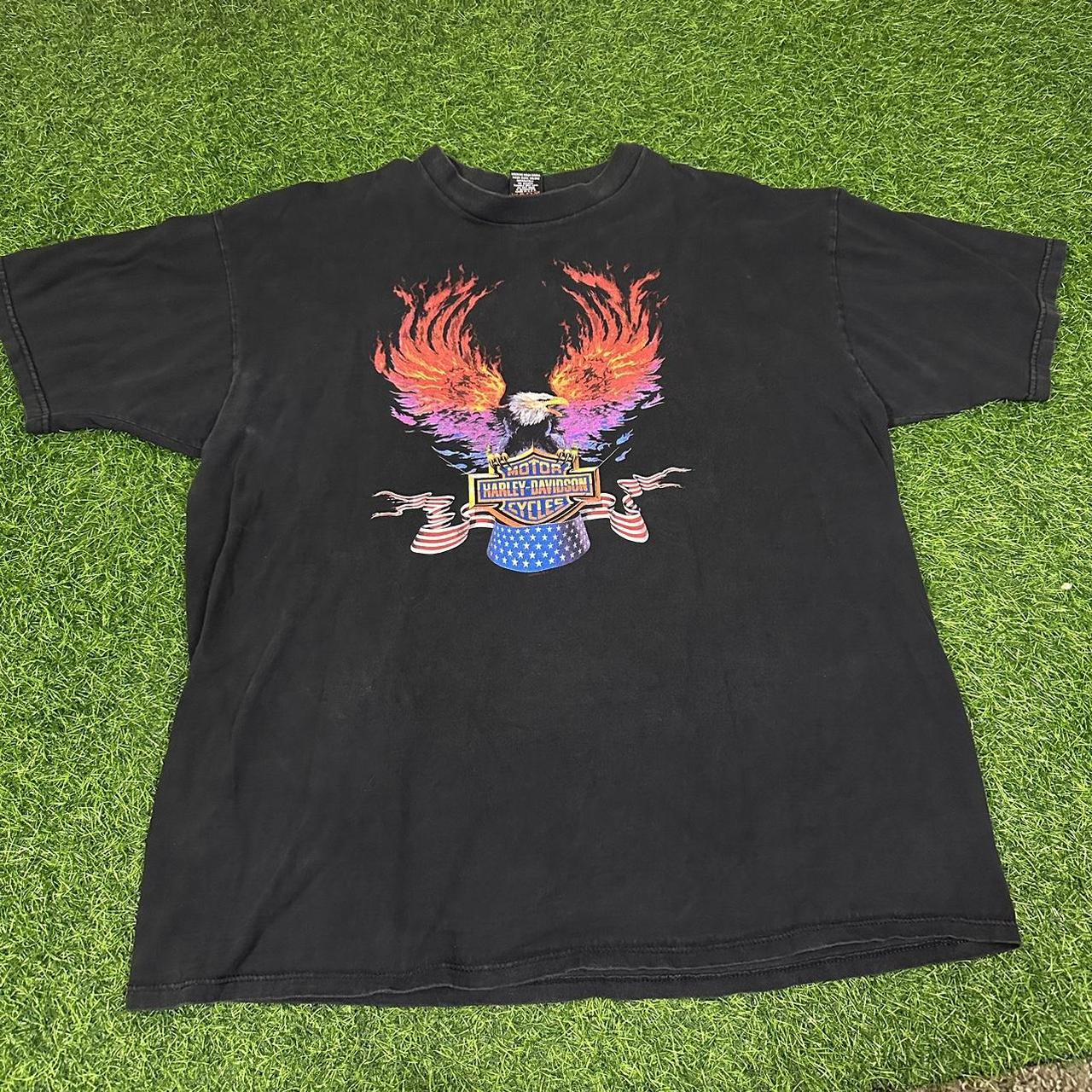 人気便利グッズ Vintage Y2K 2000 Harley Davidson Eagle Flame Shirt | Depop トップス