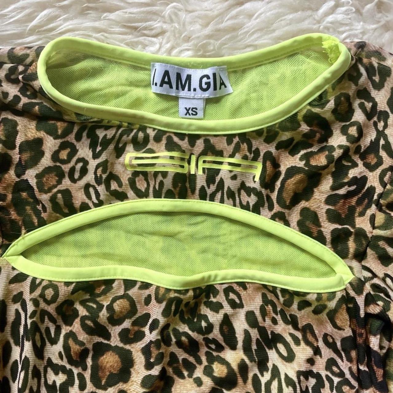 I.AM.GIA leopard print and neon green cutout... - Depop