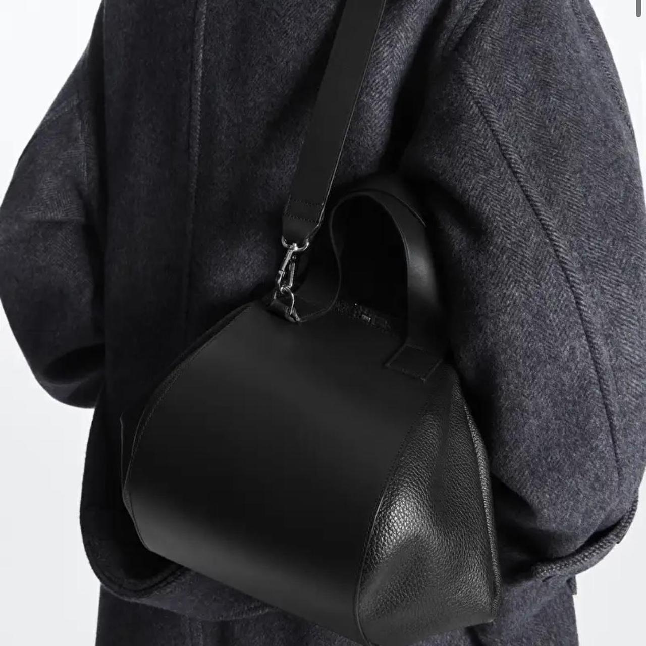 COS mini leather bowling bag in black Made from... Depop