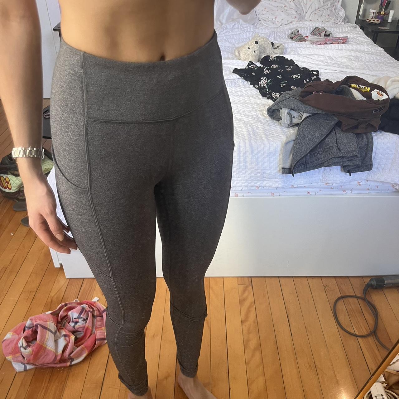 Shiny metallic lulu leggings with pockets size 4 | Depop
