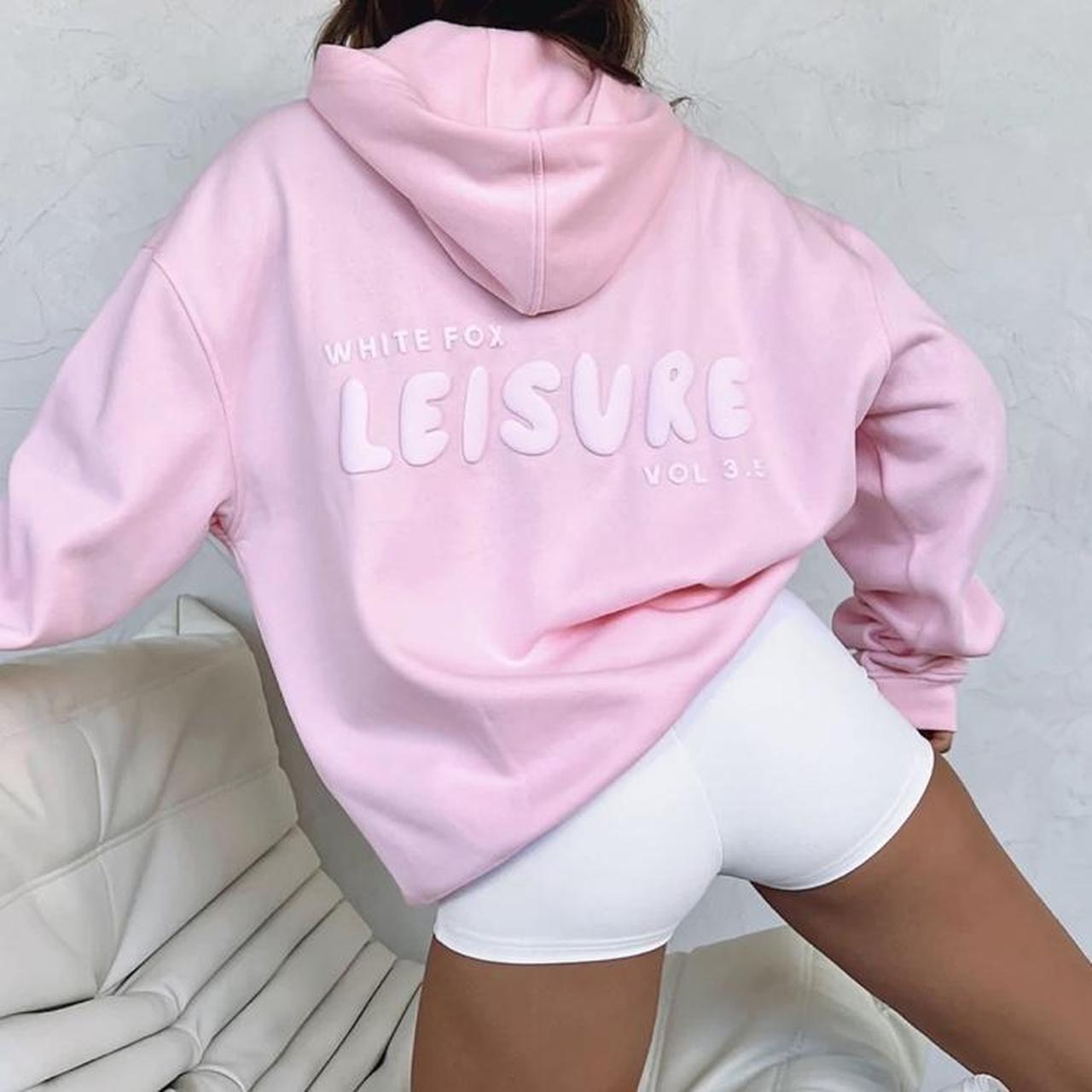 pink white fox leisure hoodie brand new with tags... - Depop