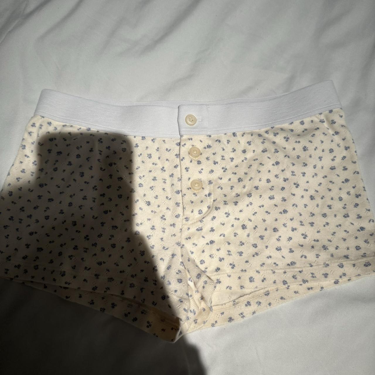 brandy melville cream and floral boxers !, -brand