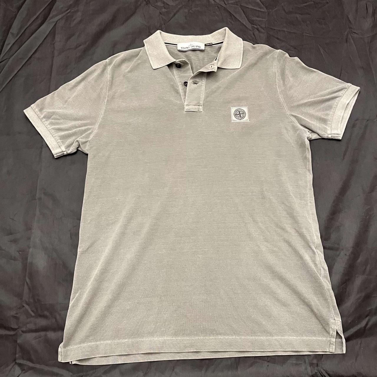 Grey stone island polo shirt Men’s size small Good... - Depop