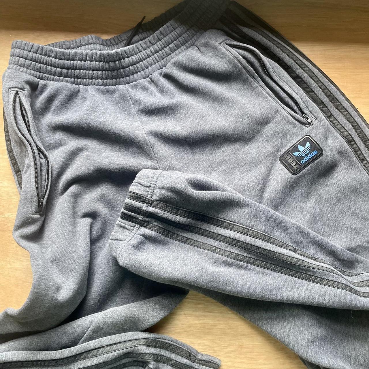 baggy grey adidas trackies team adidas... - Depop