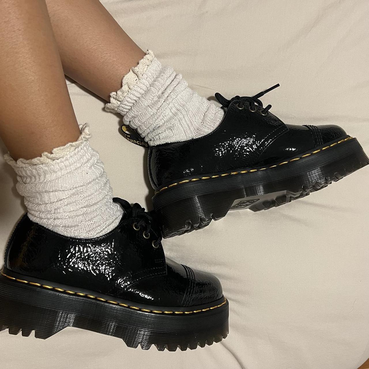 Dr. Martens Women's Black and Yellow Oxfords | Depop