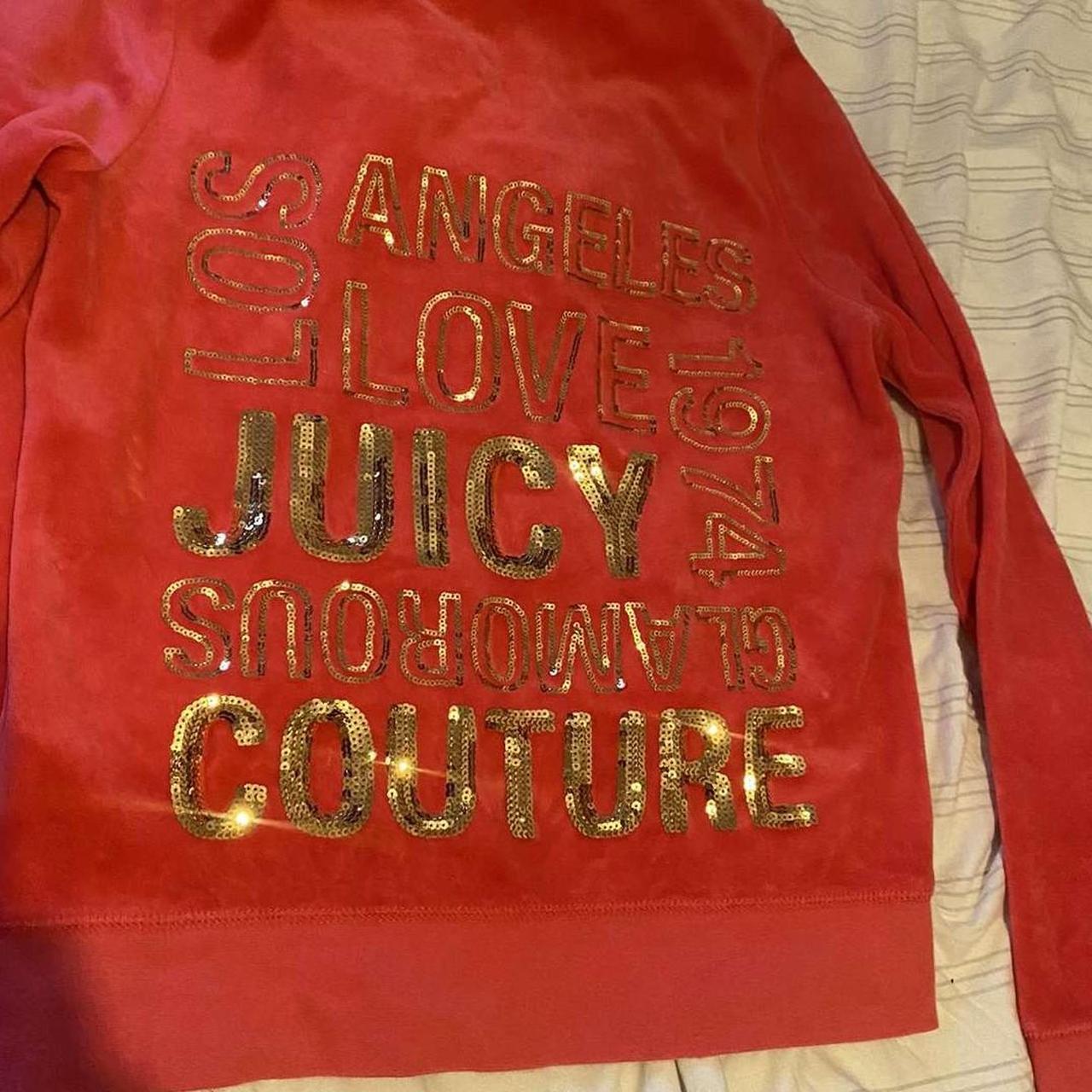 Hot pink velour juicy jacket Gold detailing on... Depop
