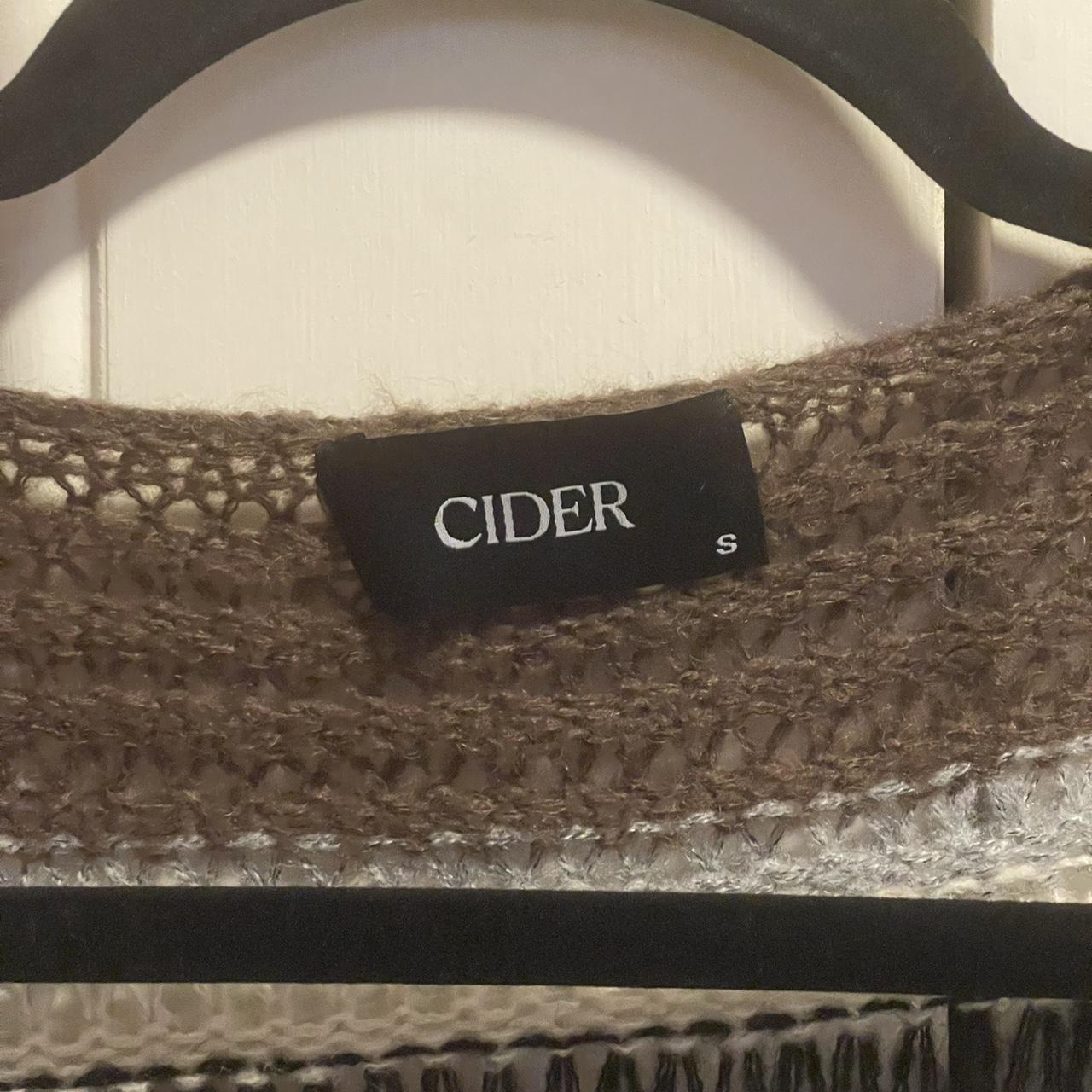 Cider Women's Brown and White Jumper Depop