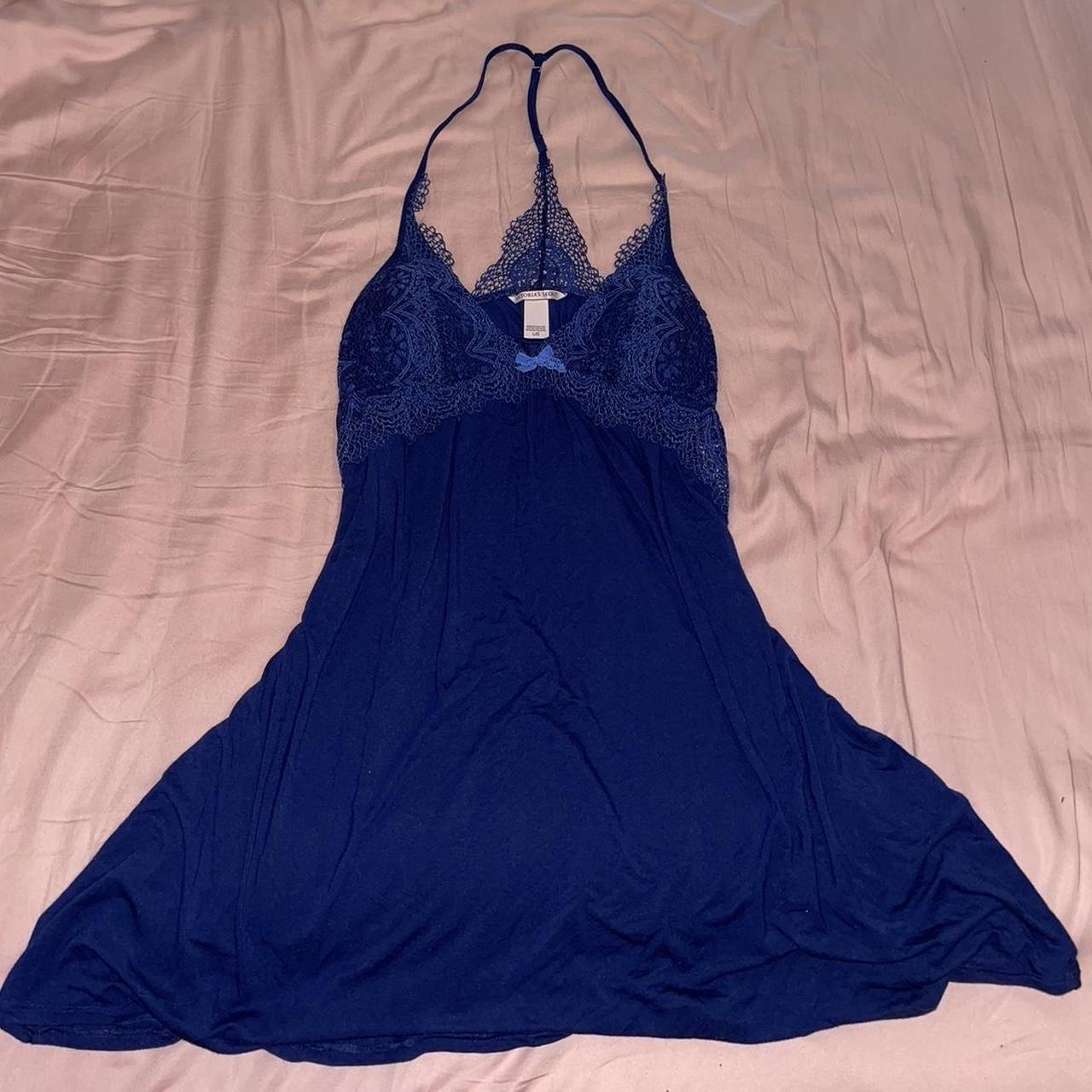 Victoria's Secret Women's Blue and Navy Dress | Depop