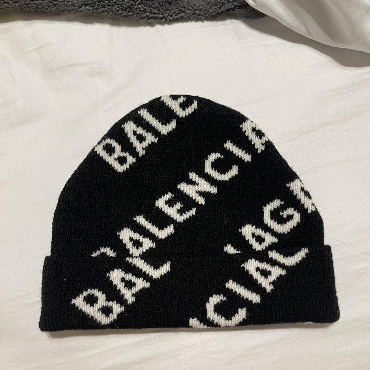 Black Balenciaga beanie, worn once. - Depop