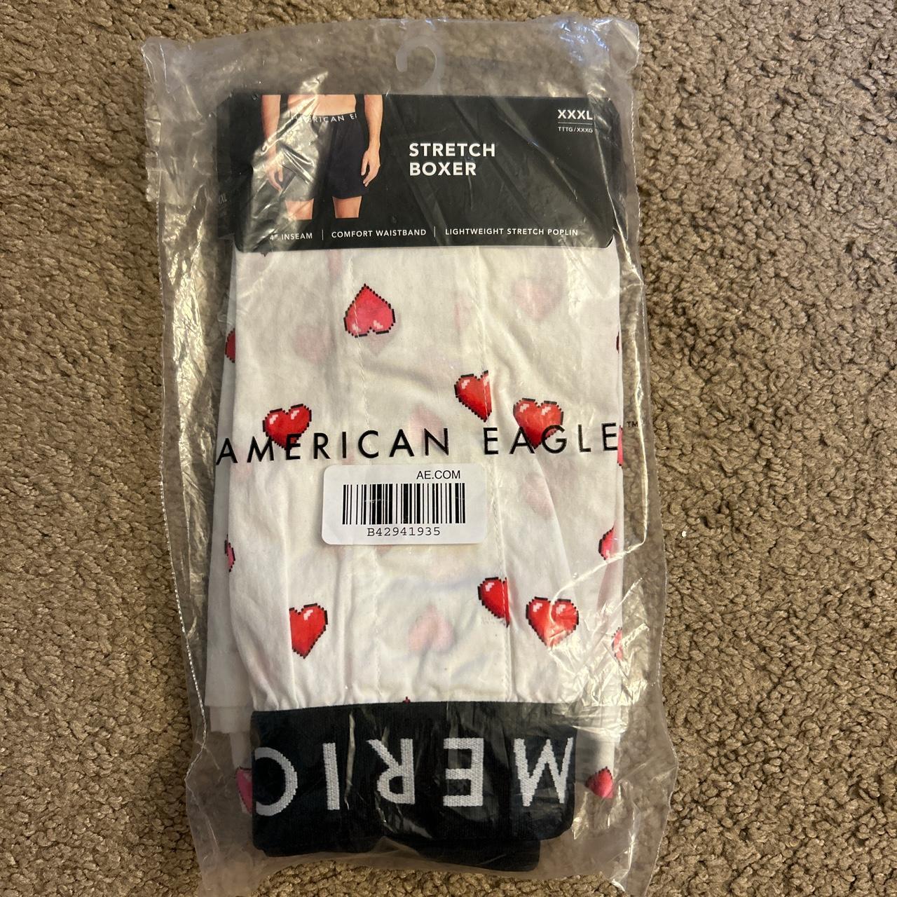 American Eagle Men's White and Red Boxersandbriefs Depop