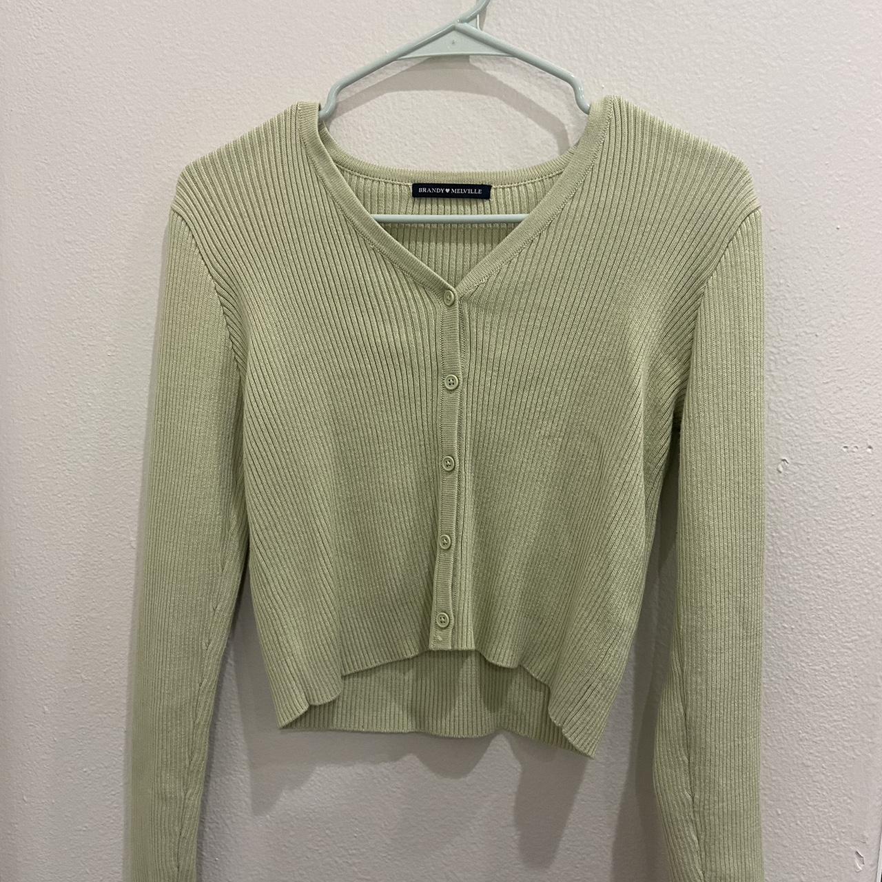 Brandy Melville Women's Green Cardigan Depop