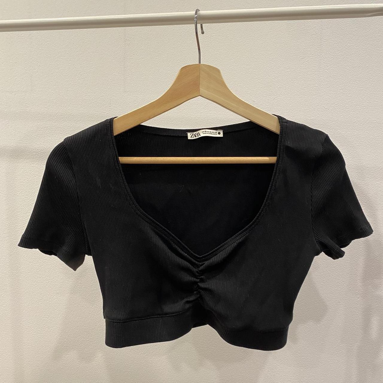 Zara black crop with little ruched bust. Such a good... Depop