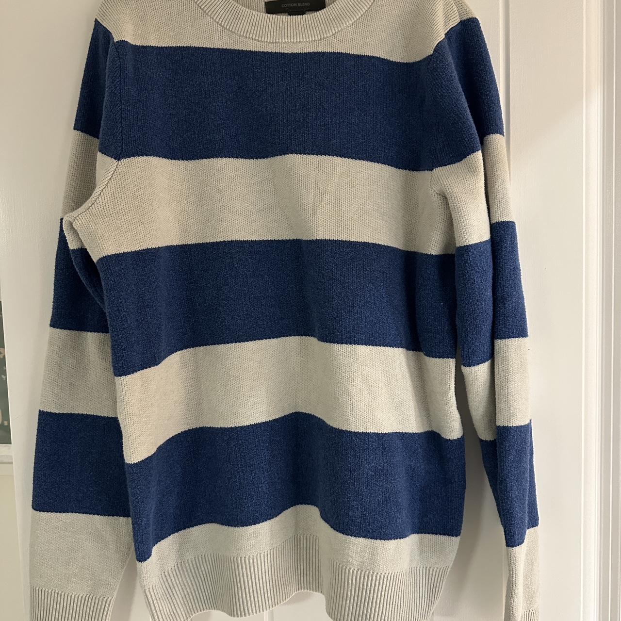 Marks & Spencer Men's Blue and White Jumper | Depop