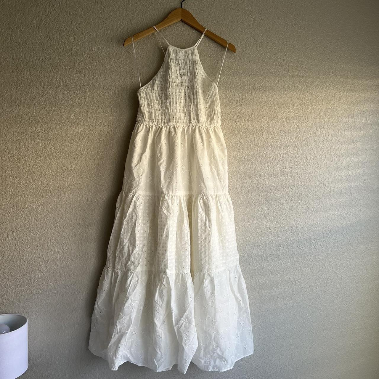 Zara eyelet halter maxi dress - Depop