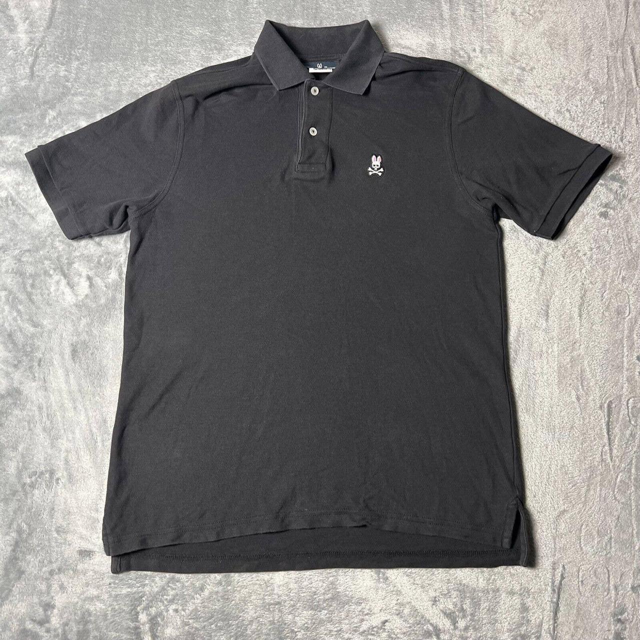 Psycho Bunny Polo Shirt Mens Medium 5 Black Solid... - Depop