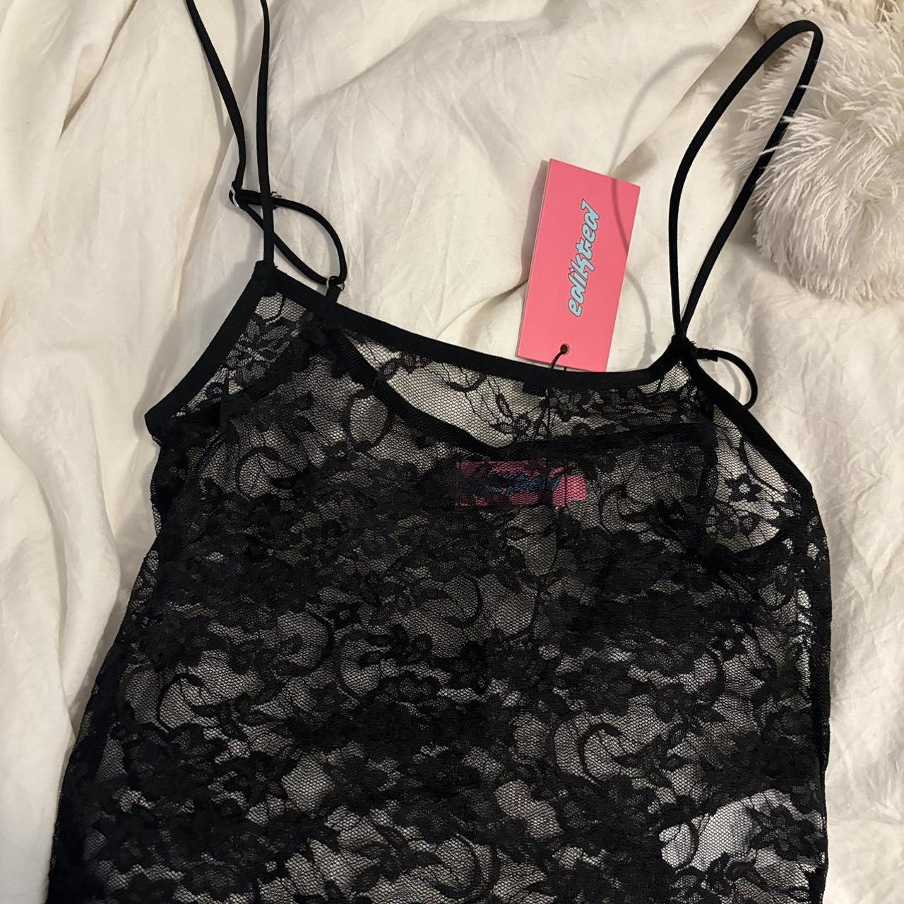 EDIKTED LACE SHEER TANK never worn size xs - Depop