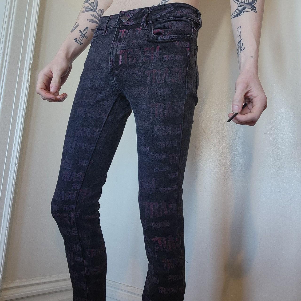 Black and red lip service jeans with cool lace up... Depop