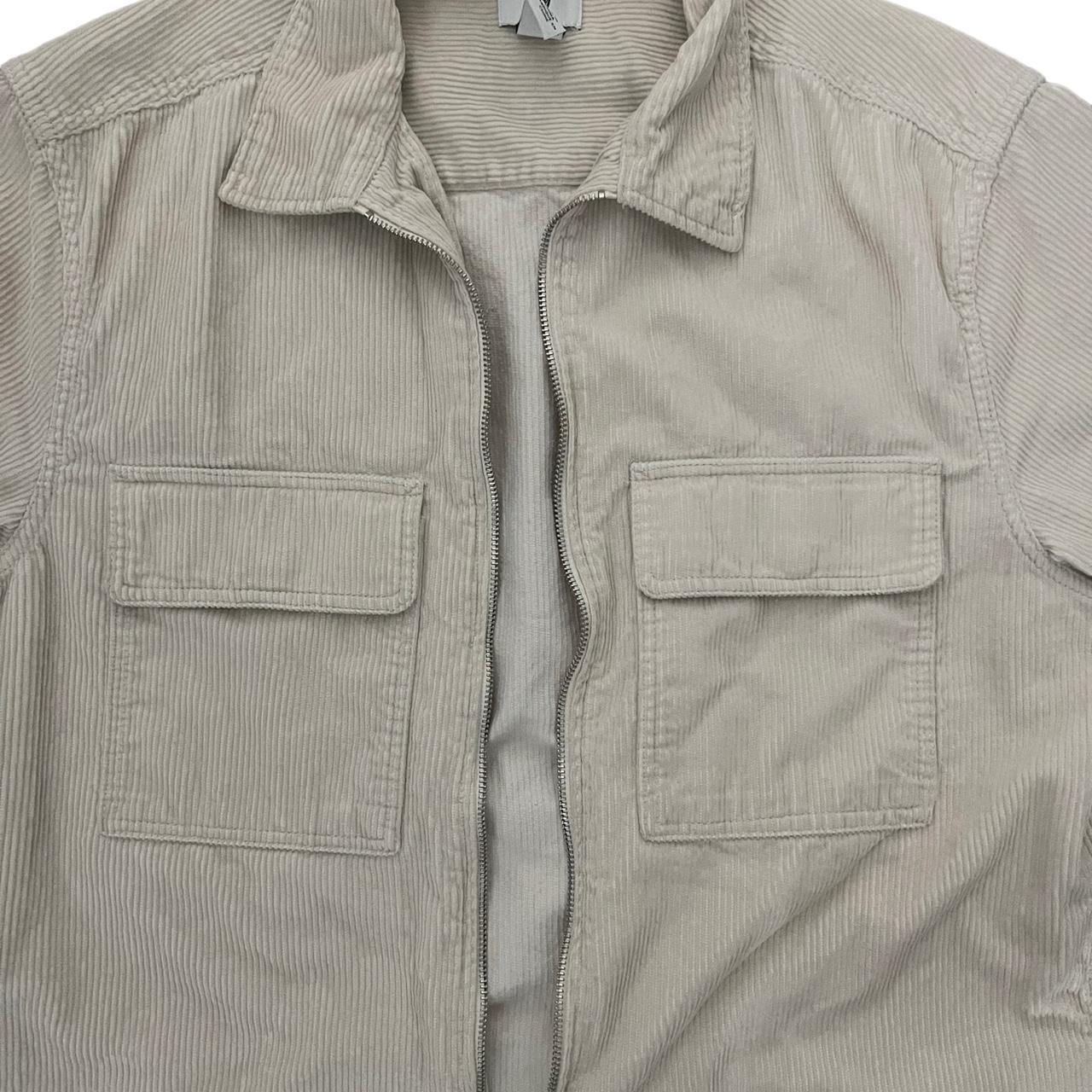 H&M Cream Corduroy Zip Up Jacket. Size M. Lots of... - Depop