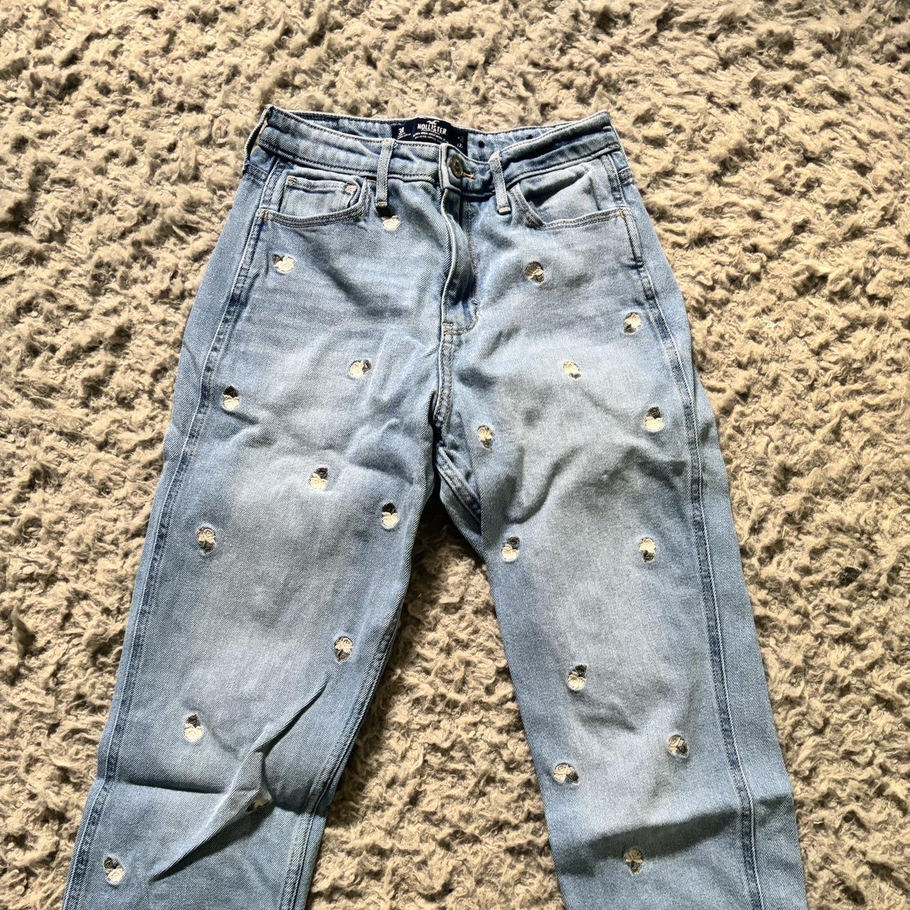 Denim Hollister Flower Mom Jeans Women's Low-Rise Floral