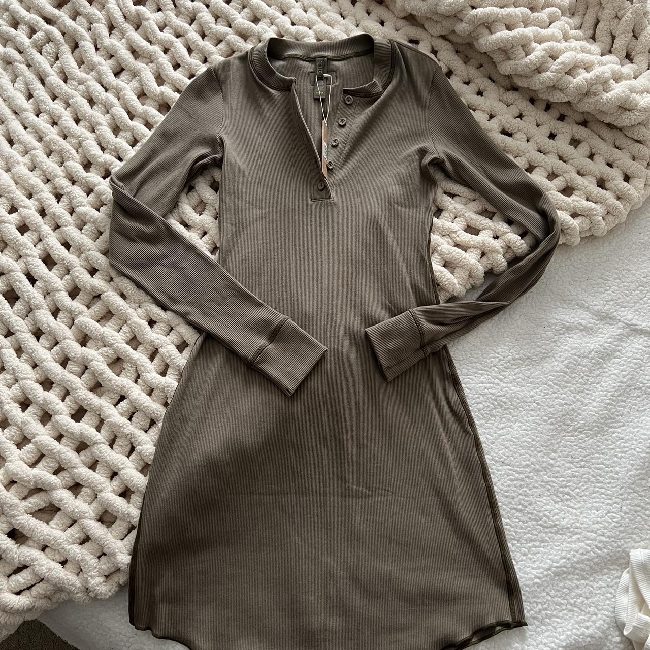 SKIMS: Grey Cotton Mini Dress