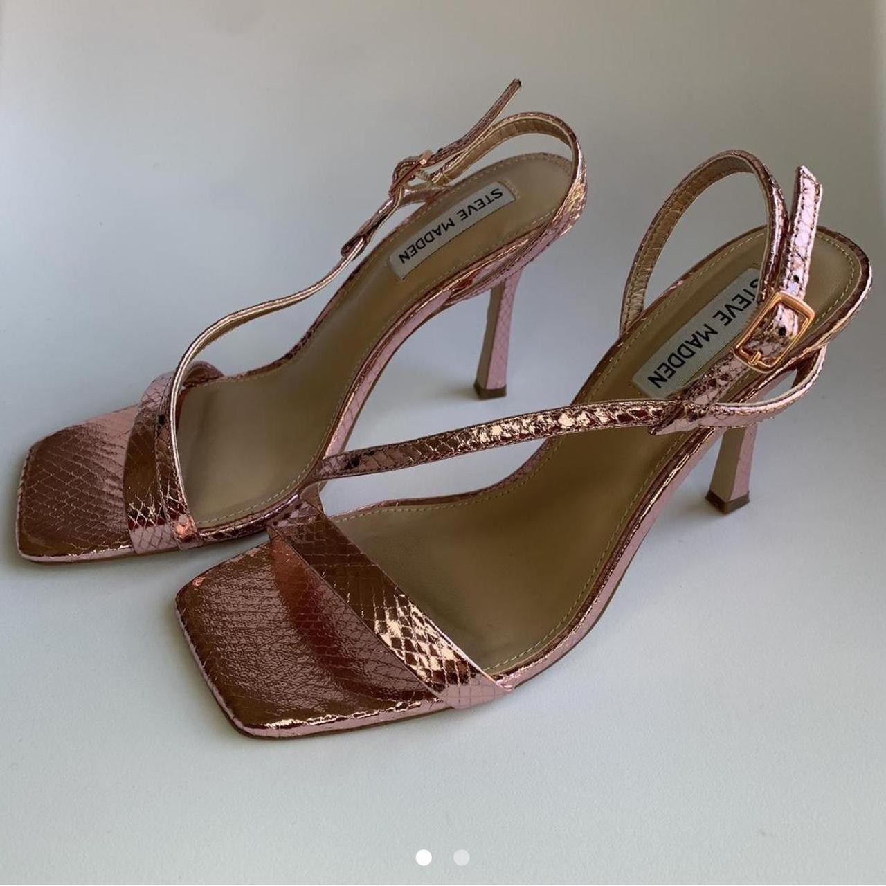 REPOP Steve Madden rose gold metallic heels Size 8/39 - Depop