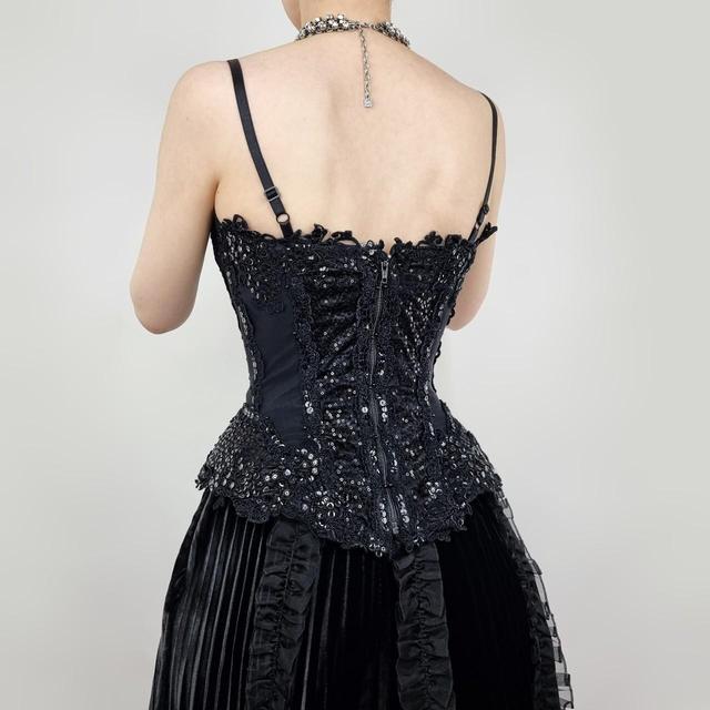 True vintage (circa 1950) black full corset from - Depop