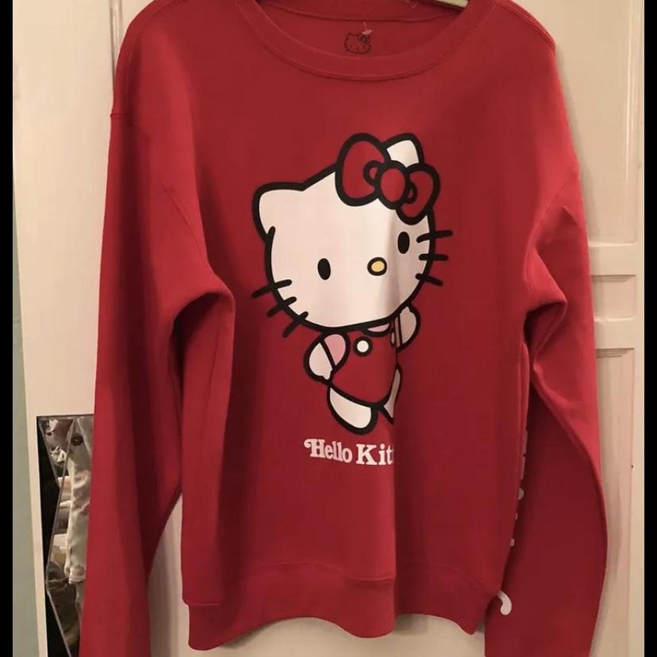 Red Sanrio Hello Kitty Logo Sleeve Oversized... - Depop