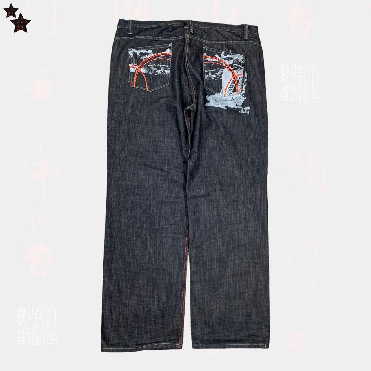 Men's Black and Orange Jeans Depop