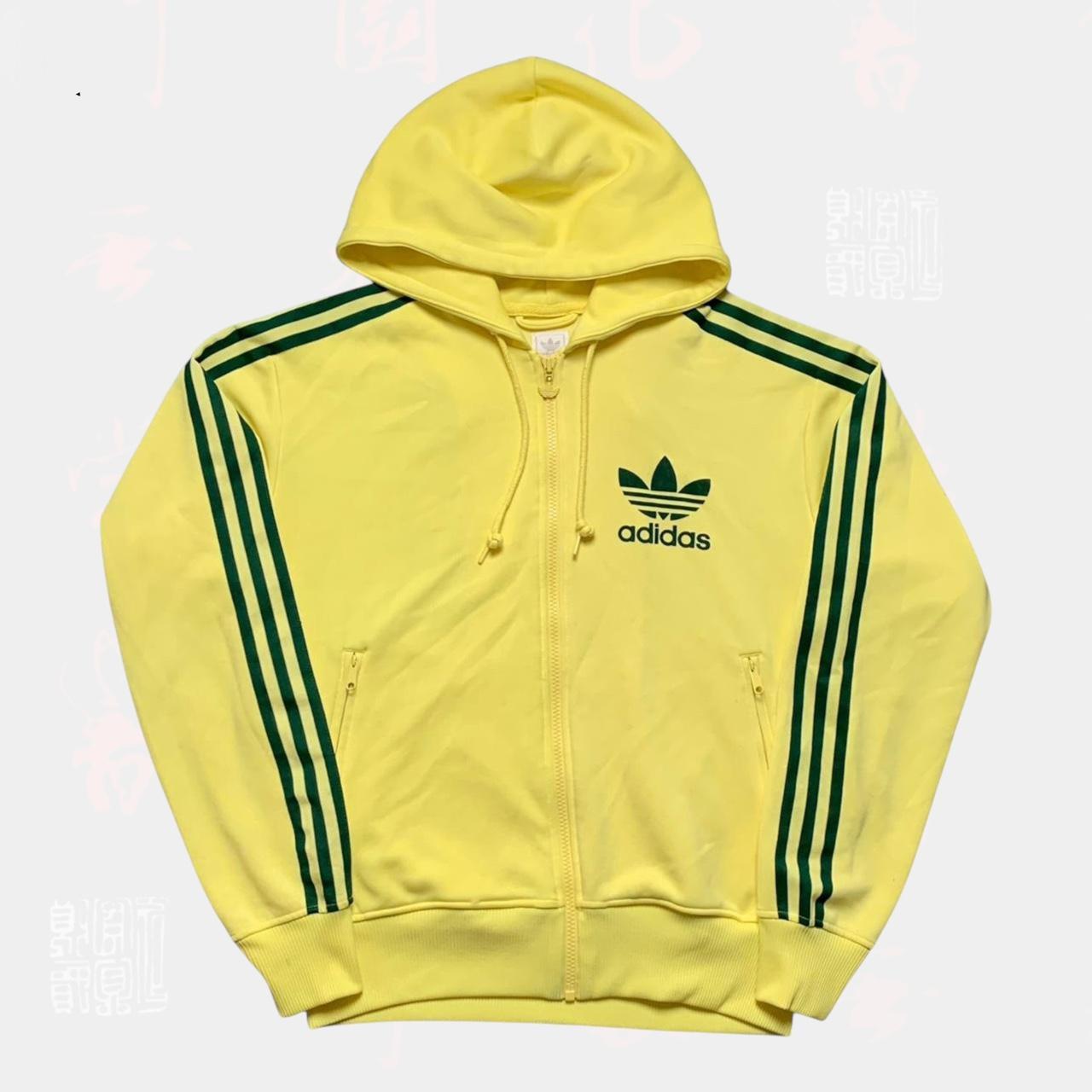 adidas ジップアップジャケット イエロー/グリーン Vintage Green/Yellow Adidas Zip Up Tracksuit Jacket Sz. 2XL