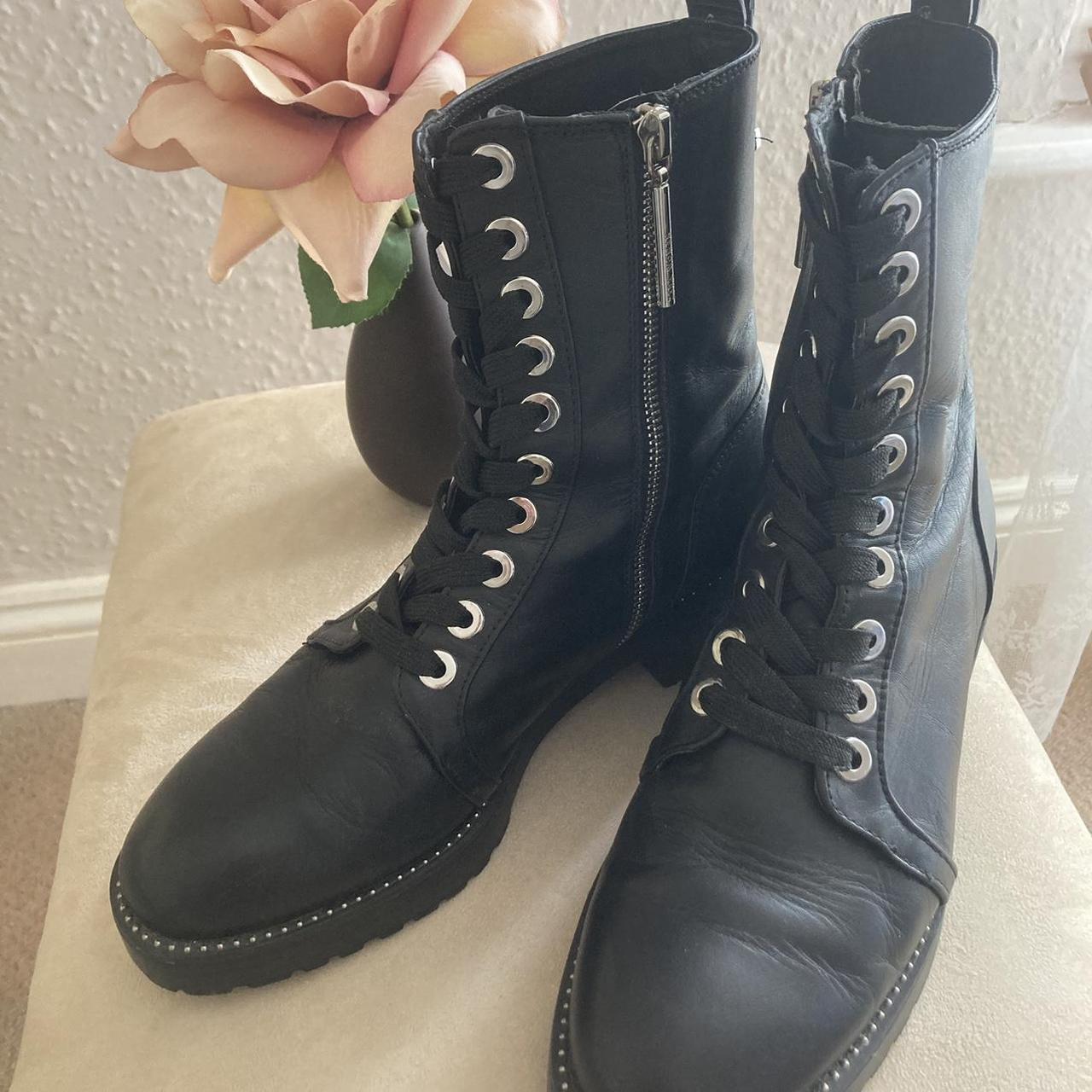 Zara women s black leather biker boots. Funky