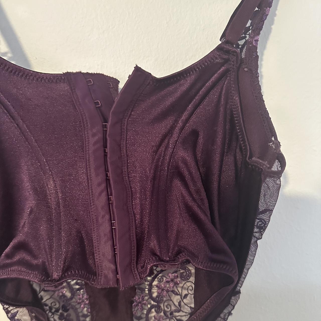 Deep purple floral sexy lace lingerie boned corset... - Depop