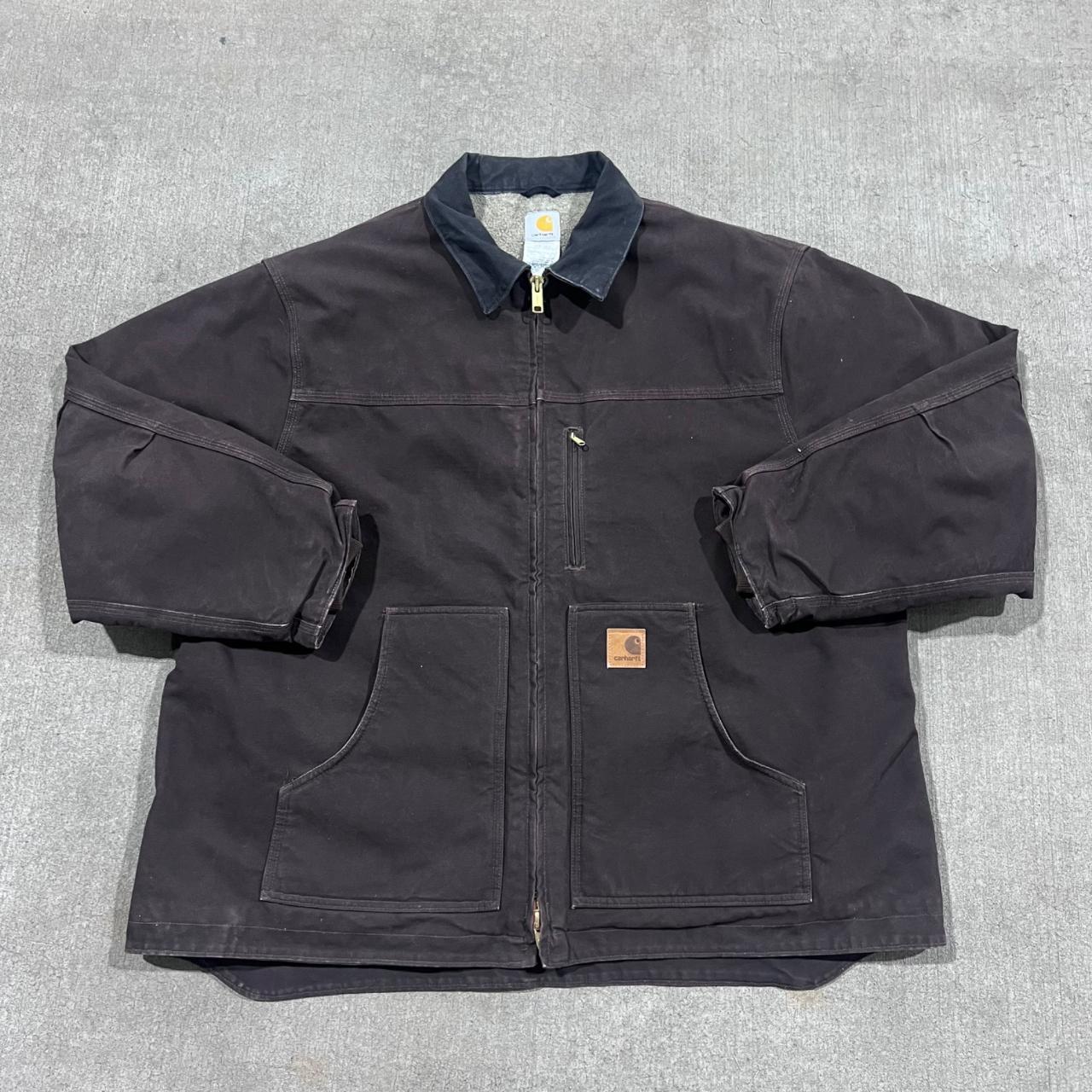 Vintage Style Carhartt Work Coat Brown Essential Y2K... - Depop