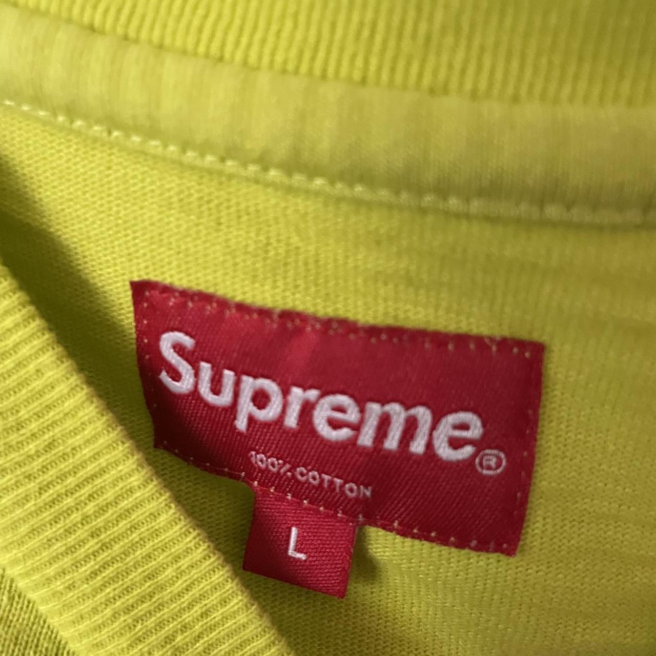 Supreme Men's Yellow and White Tshirt Depop