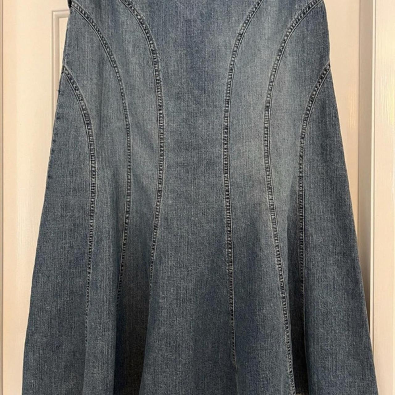 denim maxi skirt in great condition size 10 /... - Depop