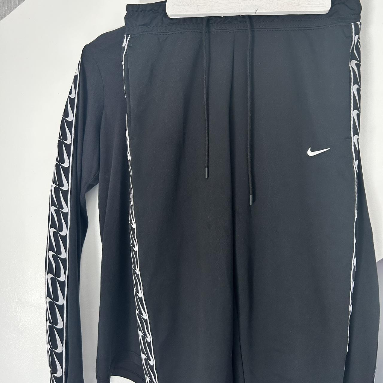 black Nike swoosh tracksuit top and joggers good... - Depop