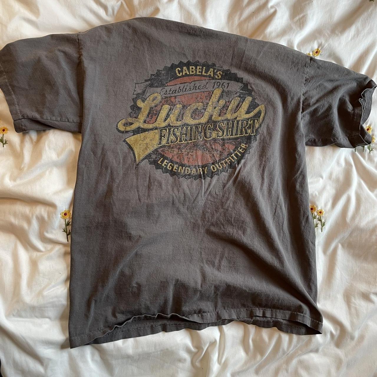 T-Shirt , M, Cabelas lucky fishing shirt, Little stain