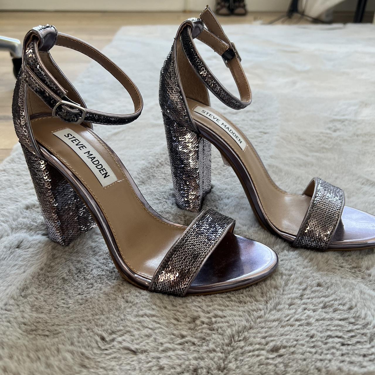 Steve Madden glitter block heels Size 4 Depop