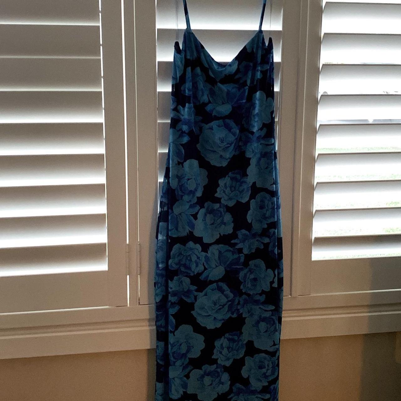 Blue floral maxi dress Worn once, perfect condition - Depop