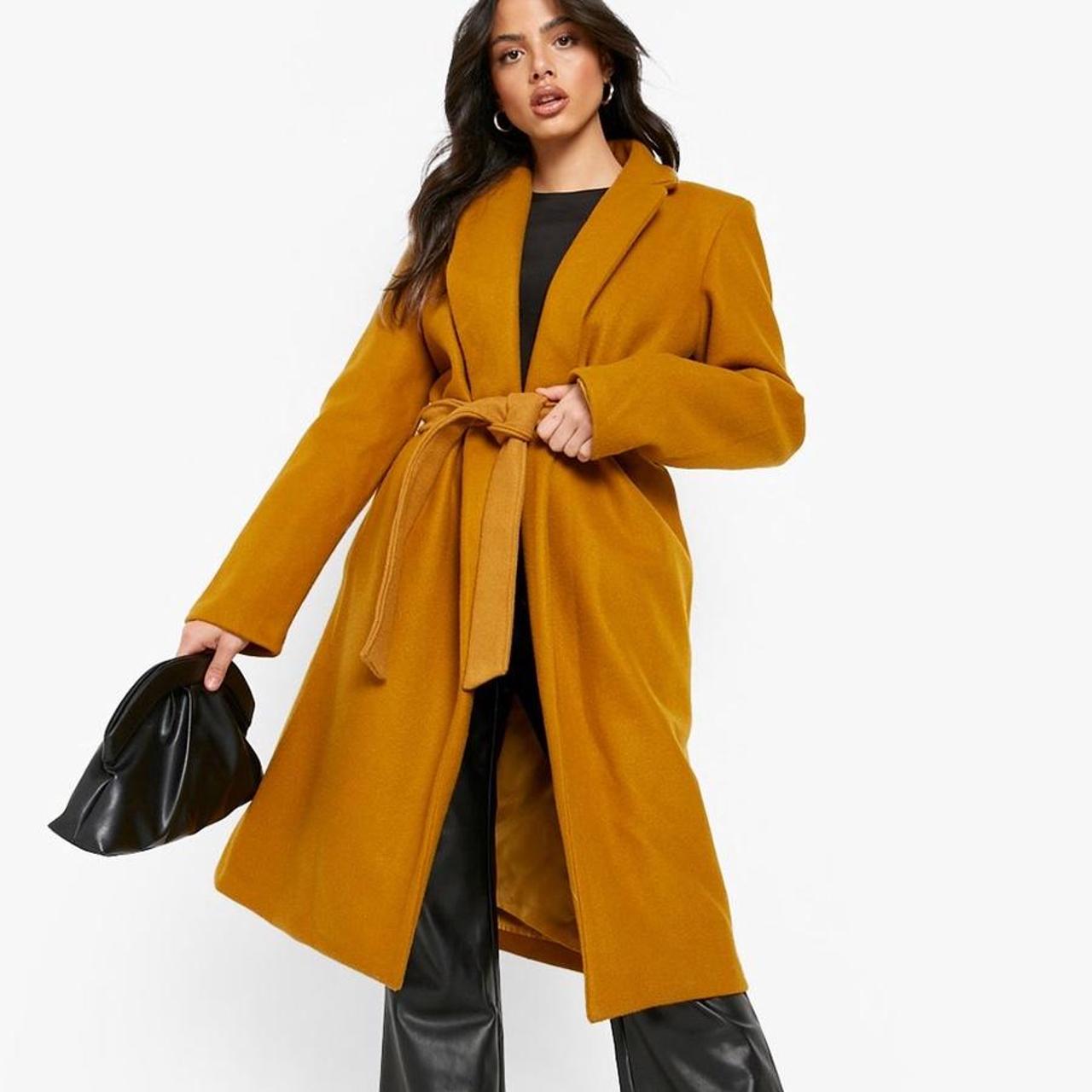 Boohoo mustard clearance coat