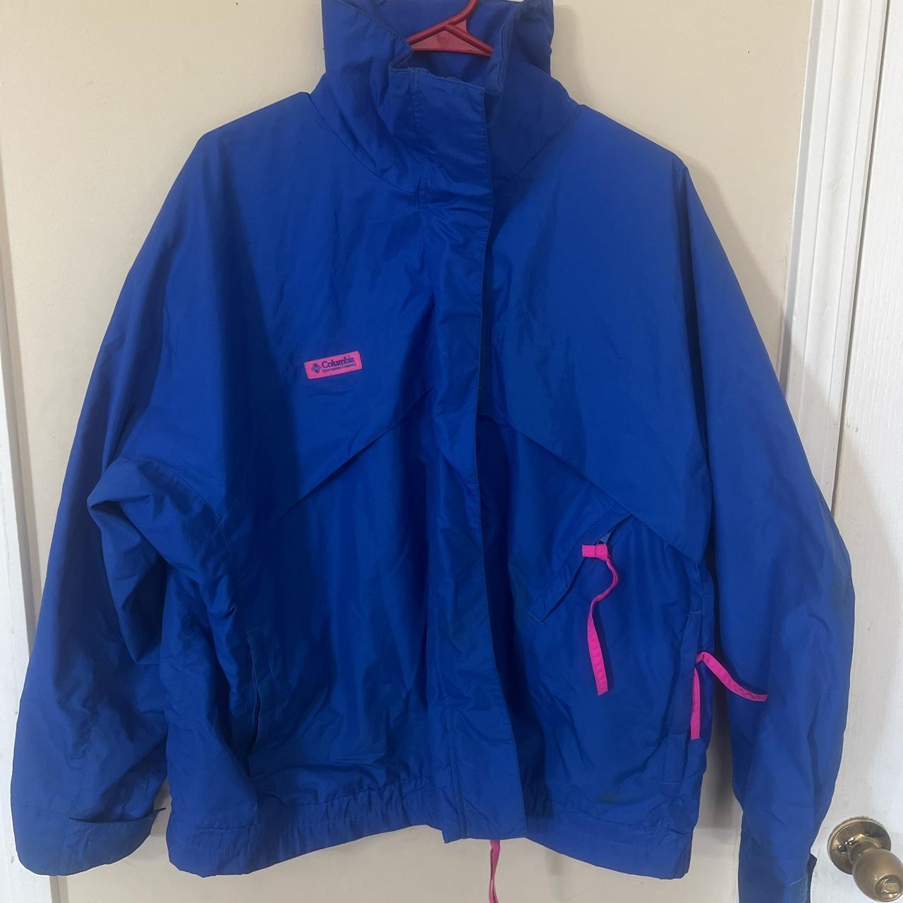 Unisex Columbia Sportwear Blue/Pink Nylon jacket... - Depop