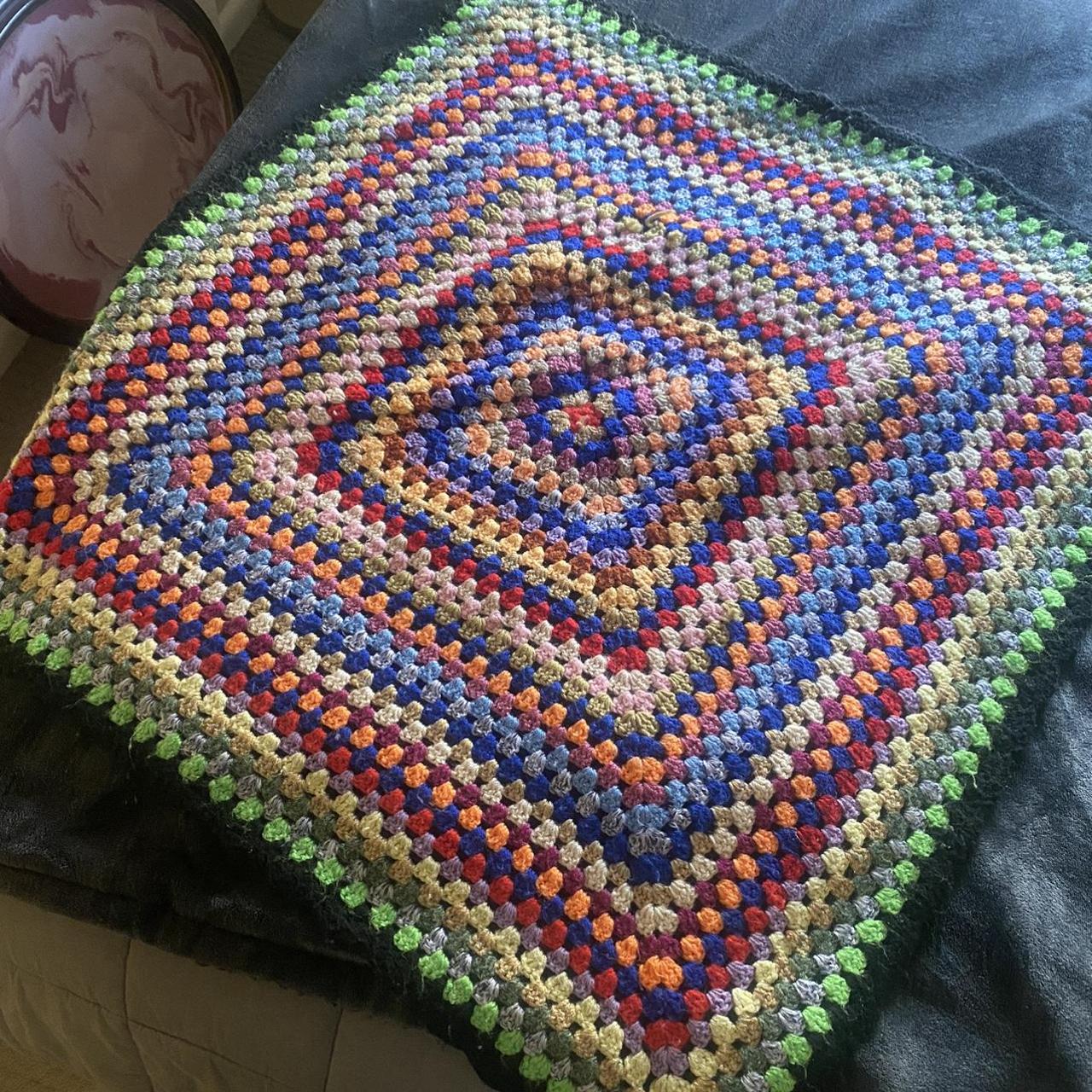 Vintage retro crochet throw blanket hand Depop