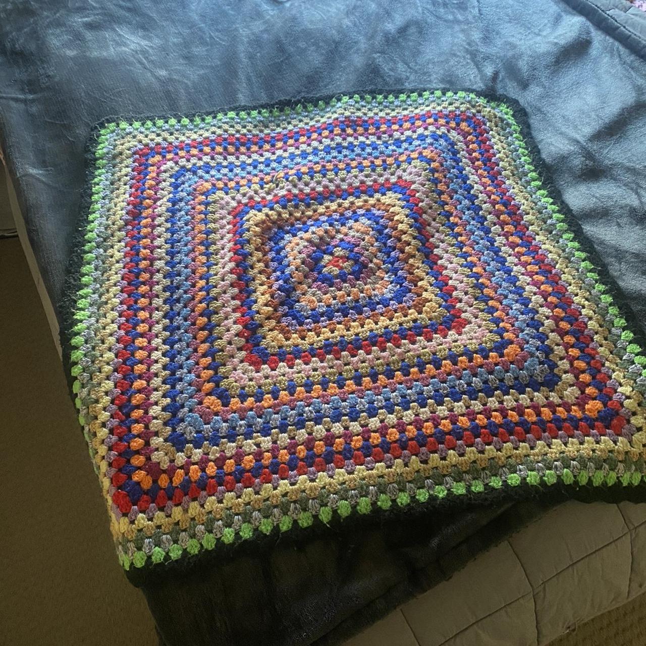 Vintage retro crochet throw blanket hand Depop
