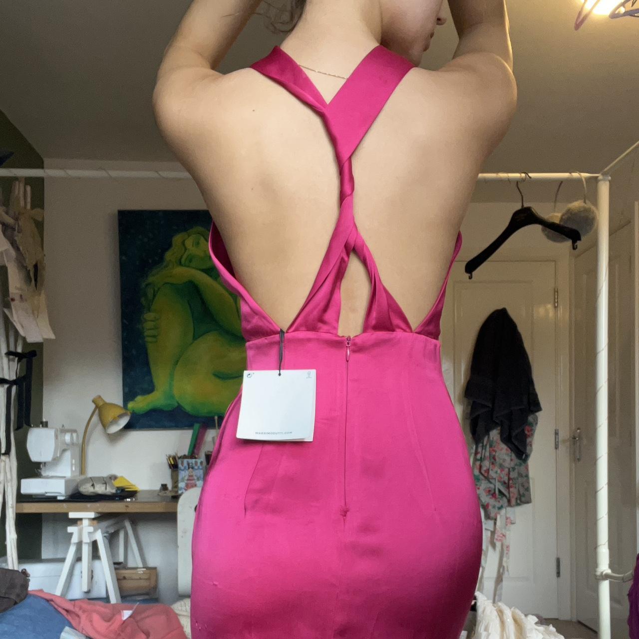Gorgeous silk massimo Dutti dress Hot pink Depop