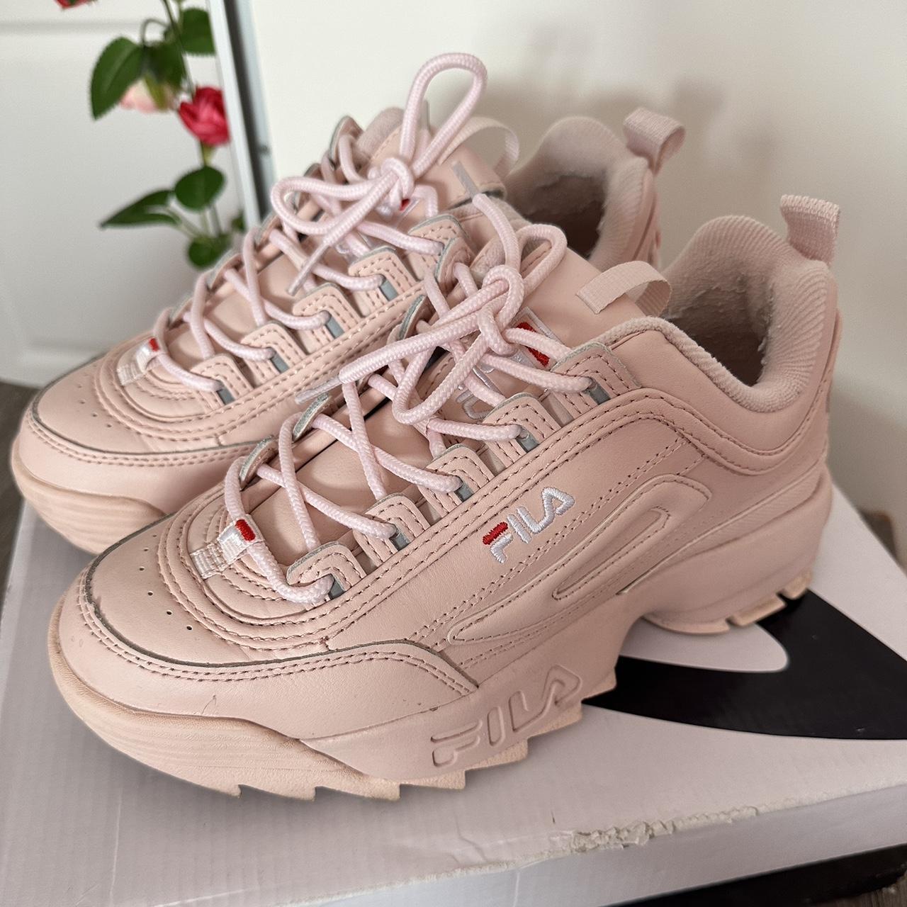 Baby pink fila trainers hotsell