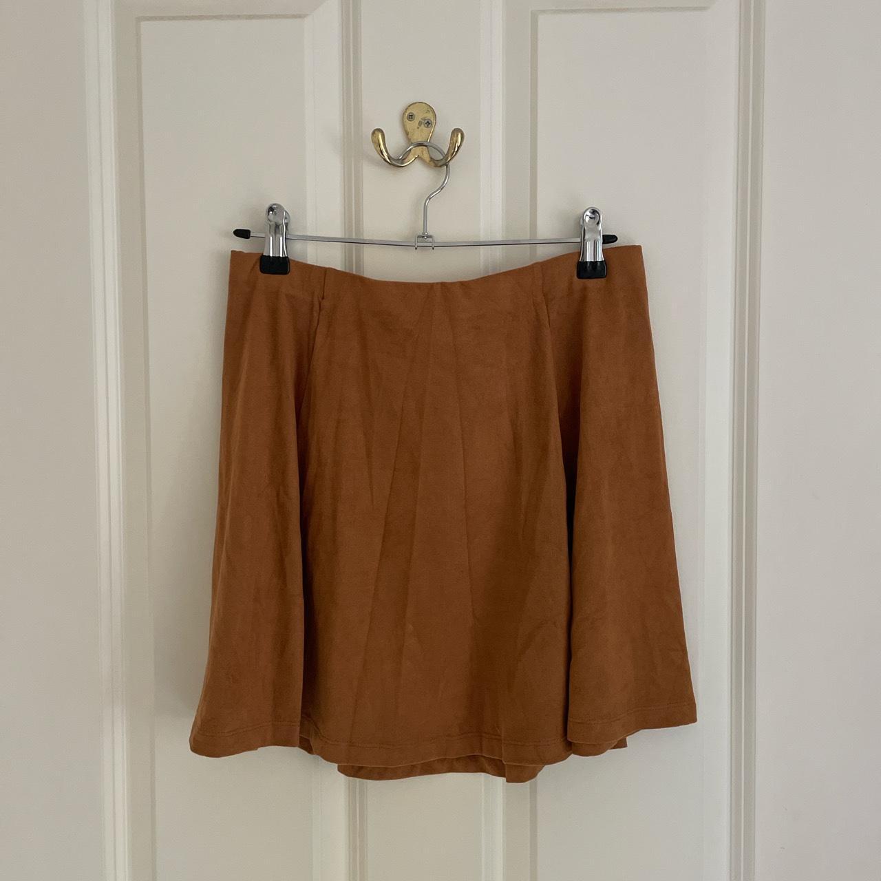 Forever 21 Tan Suede Mini Skater Skirt Depop