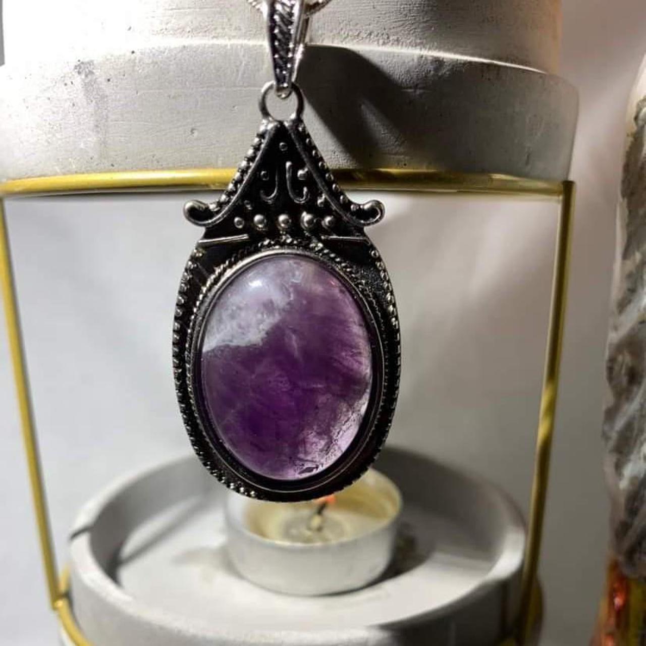 AMETHYST AMULET NECKLACE - Depop