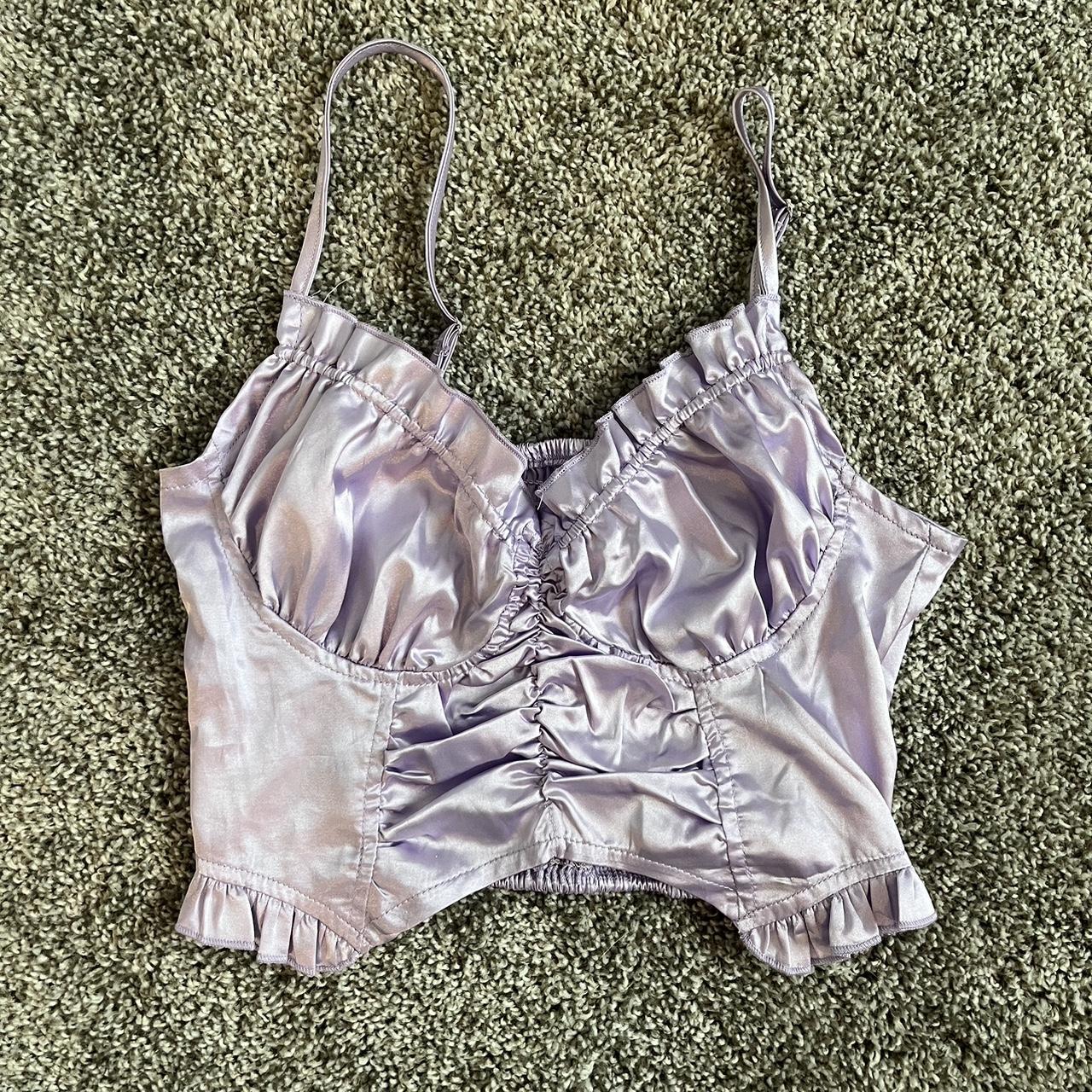 Purple Satin Crop Top Material Is Lightweight And - Depop