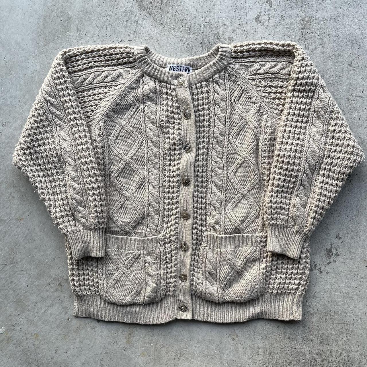 Vintage 1990s Tan Knit Cardigan great earth tone a Depop
