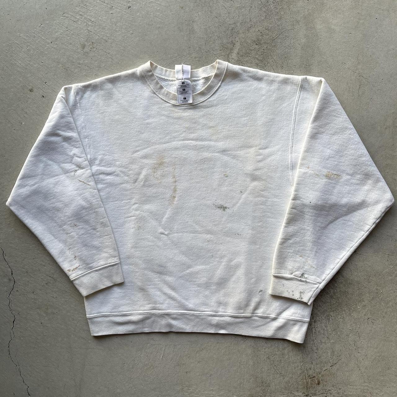 Vintage 1990s Blank White Painters Sweatshirt Nice... - Depop