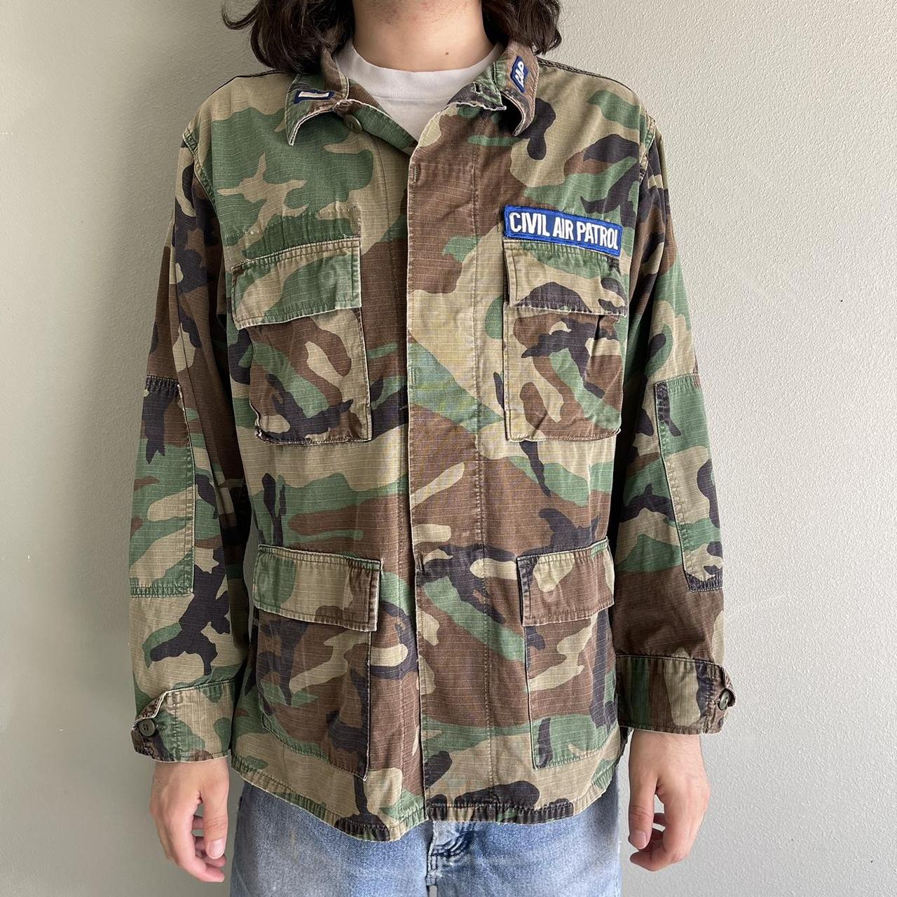 Men Woodland Camo Shirt . Men's 80s Camouflage Camo Army Jacket